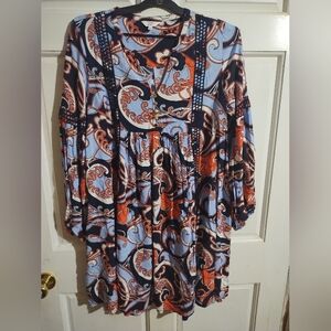 Crown & Ivy Tunic/Dress Paisley print boho relaxed sz small